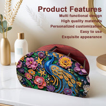 Load image into Gallery viewer, DIY Gem Peacock Design Wooden Diamond Painting Makeup Brush Storage Box Kit