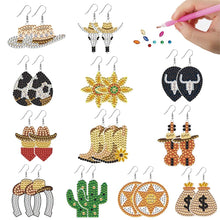 Load image into Gallery viewer, 12 Pairs Denim DIY Diamond Art Earrings Double Sided Diamond Painting Earrings