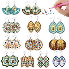 Load image into Gallery viewer, 12 Pairs Pattern DIY Diamond Art Earrings Double Sided Diamond Painting Earrings