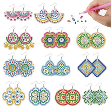 Load image into Gallery viewer, 12 Pairs Pattern DIY Diamond Art Earrings Double Sided Diamond Painting Earrings
