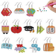 Load image into Gallery viewer, 12 Pairs Stationery DIY Diamond Art Earring Double Side Diamond Painting Earring