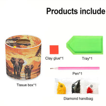 Load image into Gallery viewer, African Elephant DIY Diamond Painting Handmade Tissue Holder Crystal Tissue Box