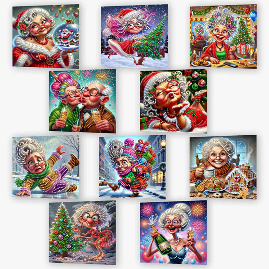 10PCS DIY Diamond Art Greeting Cards Xmas Designs for Festivals and Celebrations Christmas