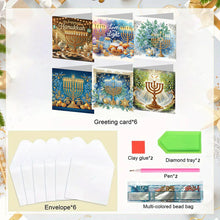 Load image into Gallery viewer, 6PCS DIY Diamond Art Greeting Cards Hanukkah Theme Congratulations Cards & Gifts