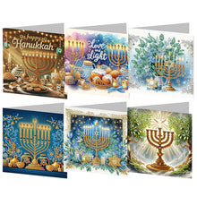 Load image into Gallery viewer, 6PCS DIY Diamond Art Greeting Cards Hanukkah Theme Congratulations Cards & Gifts