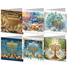Load image into Gallery viewer, 6PCS DIY Diamond Art Greeting Cards Hanukkah Theme Congratulations Cards & Gifts