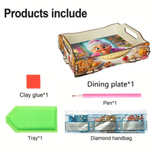 Load image into Gallery viewer, 5D DIY Old Lady Diamond Painting Serving Tray with Handle for Coffee Table Decor