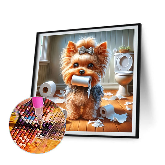 Diamond Painting - Full Round - Toilet Paper Puppy (30*30CM)
