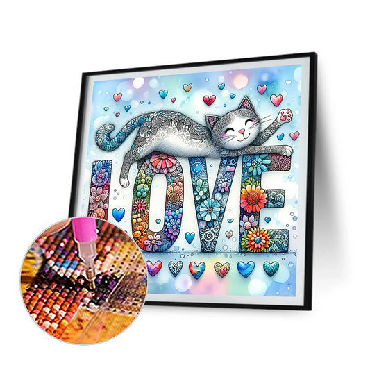 Diamond Painting - Full Round - Love Cat (30*30CM)