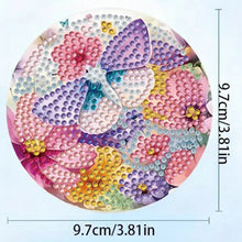 Load image into Gallery viewer, 8pcs Butterfly DIY Diamond Painting Coasters Kits with Holder Wooden Coaster
