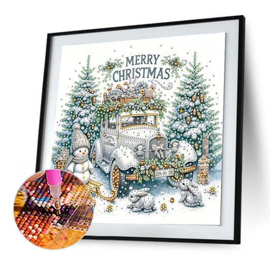 Diamond Painting - Partial Special Shaped - Christmas Car (30*30CM)
