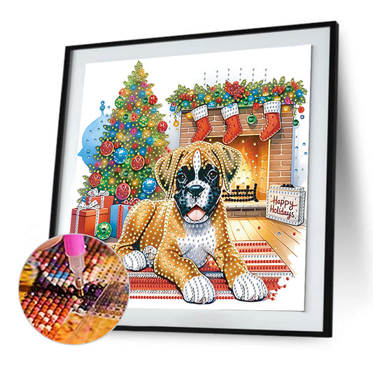 Diamond Painting - Partial Special Shaped - Christmas German Shepherd (30*30CM)