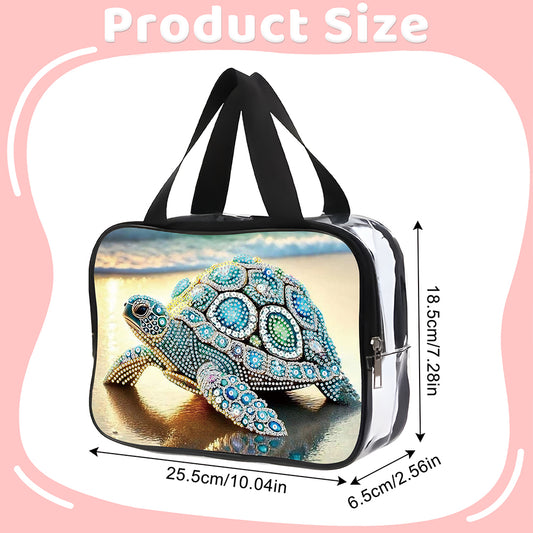 DIY Turtle Diamond Art Rhinestone Makeup Bag Transparent PVC Storage Pack Gift