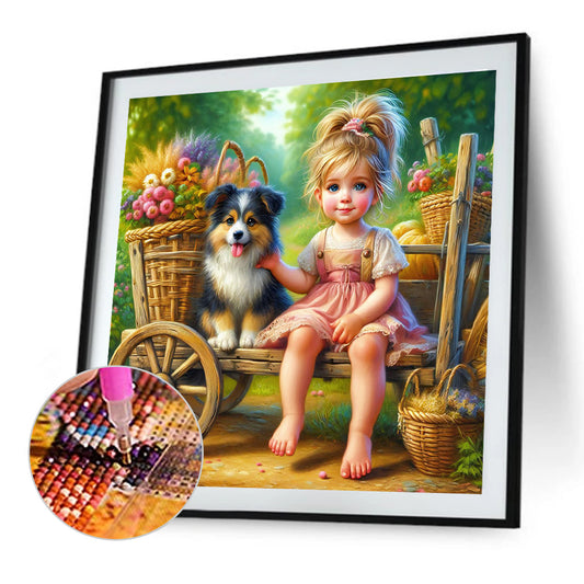 Diamond Painting - Full Round - Dog And Child (40*40CM)