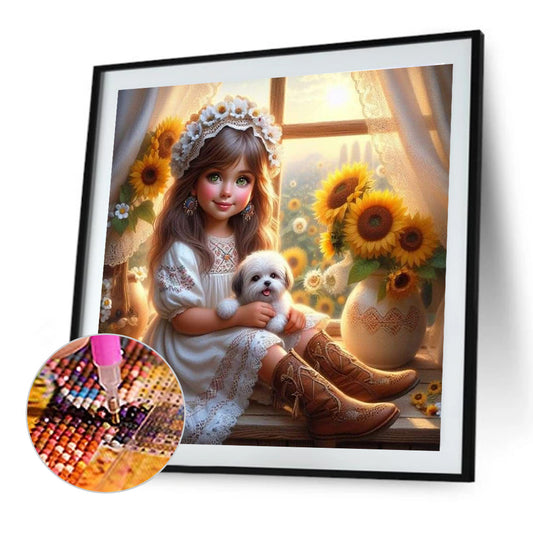Diamond Painting - Full Round - Dog And Child (40*40CM)