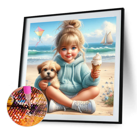 Diamond Painting - Full Round - Dog And Child (40*40CM)