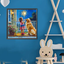 Load image into Gallery viewer, Diamond Painting - Full Round - Dog And Child (40*40CM)