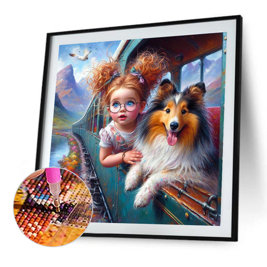 Diamond Painting - Full Round - Dog And Child (40*40CM)