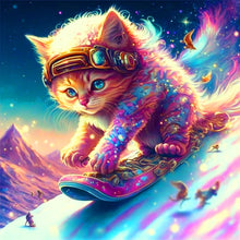 Load image into Gallery viewer, Diamond Painting - Full Round - cat skiing (30*30CM)
