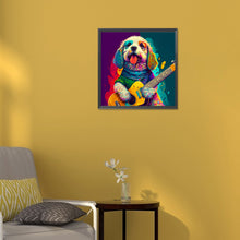 Load image into Gallery viewer, Diamond Painting - Full Round - dog playing guitar (30*30CM)