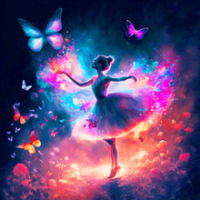 Load image into Gallery viewer, Diamond Painting - Full Round - ballerina dancing with butterflies (30*30CM)
