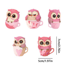 Load image into Gallery viewer, DIY Diamond Art Keychains Double Sided 5pcs Gem Keychains (Cup Owl Hatchling)