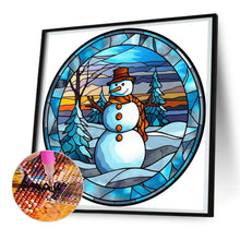 Load image into Gallery viewer, Diamond Painting - Full Round - round plate glass art snowman (30*30CM)
