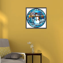 Load image into Gallery viewer, Diamond Painting - Full Round - round plate glass art snowman (30*30CM)