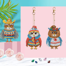 Load image into Gallery viewer, DIY Diamond Art Keychains Cartoon 6pcs (Ethnic Style Owl)