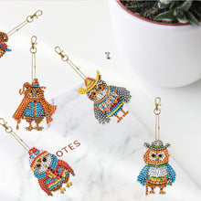 Load image into Gallery viewer, DIY Diamond Art Keychains Cartoon 6pcs (Ethnic Style Owl)