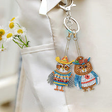 Load image into Gallery viewer, DIY Diamond Art Keychains Cartoon 6pcs (Ethnic Style Owl)