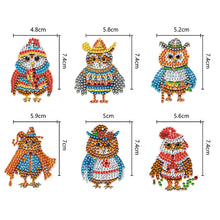 Load image into Gallery viewer, DIY Diamond Art Keychains Cartoon 6pcs (Ethnic Style Owl)
