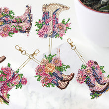 Load image into Gallery viewer, DIY Diamond Art Keychains Cartoon 6pcs (Pink Floral Boots)