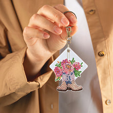 Load image into Gallery viewer, DIY Diamond Art Keychains Cartoon 6pcs (Pink Floral Boots)
