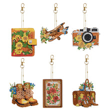 Load image into Gallery viewer, DIY Diamond Art Keychains Cartoon 6pcs (Retro Elements)