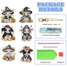 Load image into Gallery viewer, DIY Diamond Art Keychains Cartoon 6pcs (Halloween Calf)