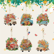 Load image into Gallery viewer, DIY Diamond Art Keychains Cartoon 6pcs (Flower Trolley)