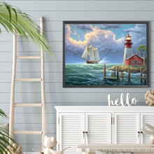Load image into Gallery viewer, Diamond Painting - Full Round - seaside lighthouse (40*30CM)