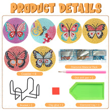 Load image into Gallery viewer, DIY Diamond Dot Art Coasters Mandara 6pcs (Butterfly)