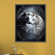 Load image into Gallery viewer, AB Diamond Painting - Full Round - black and white twin wolves (40*50CM)
