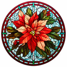 Load image into Gallery viewer, Diamond Painting - Full Round - Christmas red flower glass art (30*30CM)