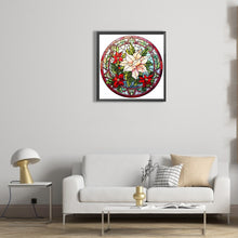 Load image into Gallery viewer, Diamond Painting - Full Round - Christmas red flower glass art (30*30CM)