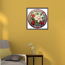 Load image into Gallery viewer, Diamond Painting - Full Round - Christmas red flower glass art (30*30CM)