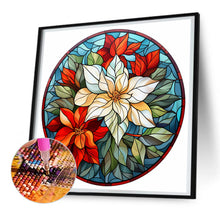 Load image into Gallery viewer, Diamond Painting - Full Round - Christmas red flower glass art (30*30CM)