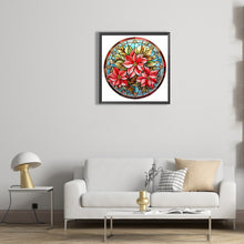 Load image into Gallery viewer, Diamond Painting - Full Round - Christmas red flower glass art (30*30CM)