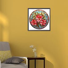 Load image into Gallery viewer, Diamond Painting - Full Round - Christmas red flower glass art (30*30CM)