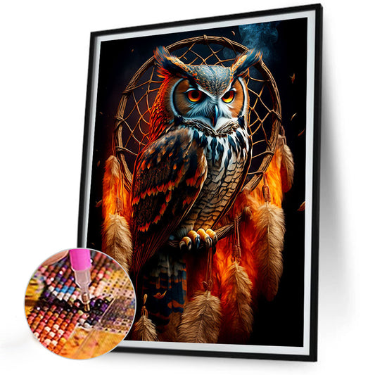 Diamond Painting - Full Round - owl dream catcher (30*40CM)