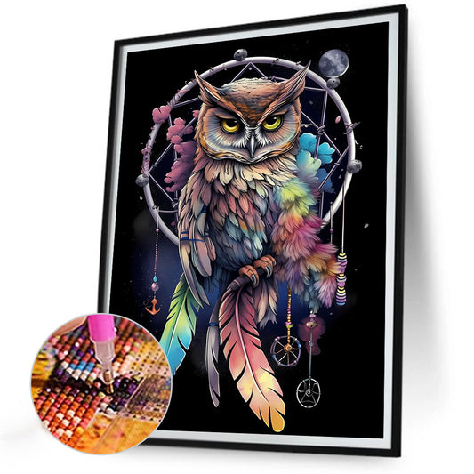 Diamond Painting - Full Round - owl dream catcher (30*40CM)