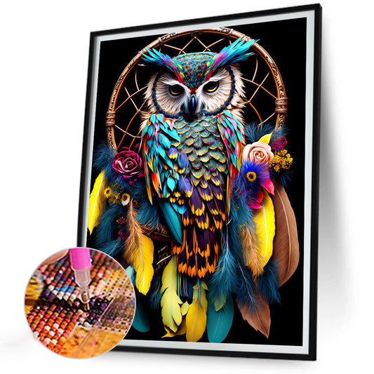 Diamond Painting - Full Round - owl dream catcher (30*40CM)
