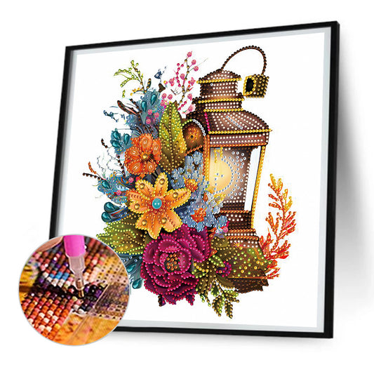 Diamond Painting - Partial Special Shaped - lamp in flower (30*30CM)